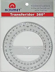 Acrimet 552-5 - Transferidor Poliestireno, 360 Graus, pacote de 6 unidades, Multicor
