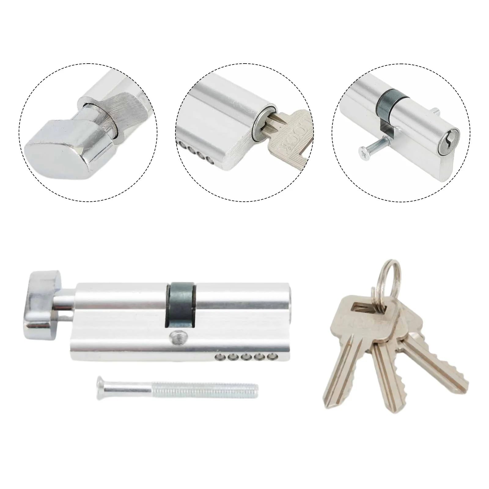 Cerradura de cilindro europeo 83 + 3 con kit de llaves, protección contra ganzúas for puerta con del pulgar