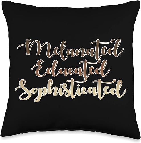 Miniatura 1 de African American Pride, Afrocentric Black Tees Melanated Educated Sophisticated Melanin Black Pride Queen Throw Pillow, 16x16, Multicolor