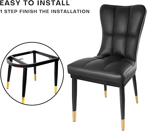 Miniatura 5 de Bekrvio Juego de 2 sillas de comedor de piel sintética con respaldo alto, modernas y resistentes, tapizadas, asiento acolchado de esponja profunda