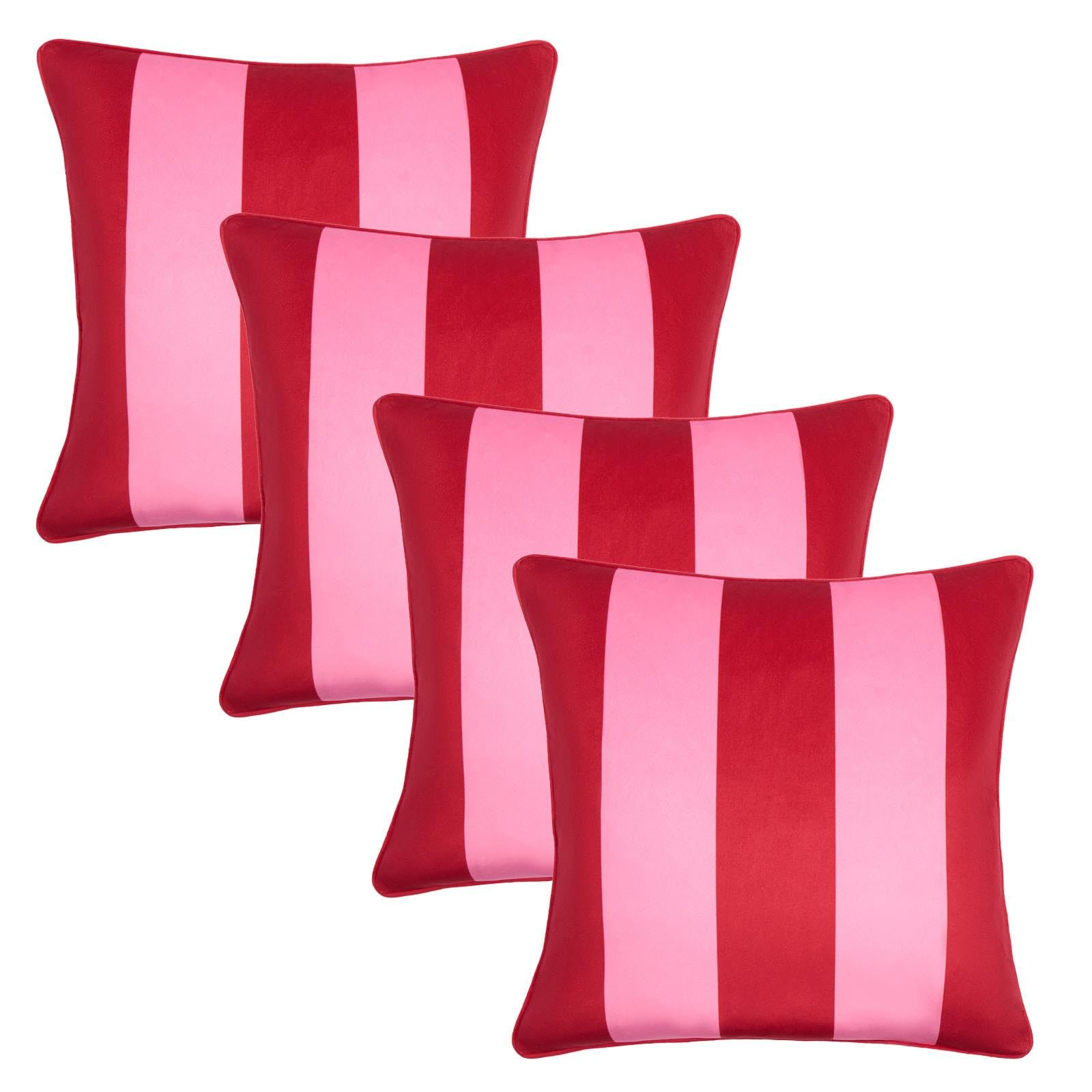 OHS 4 Pack Stripe Cushion CoverRed/pink45 X 45Cm from B&Q