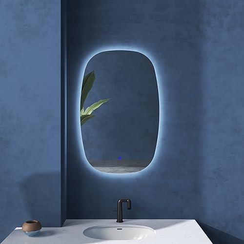 Miniatura 3 de TONA Espejo de baño LED ovalado retroiluminado de 35 x 24 pulgadas, espejo de tocador de 4000 K con luces, espejo de tocador de baño impermeable