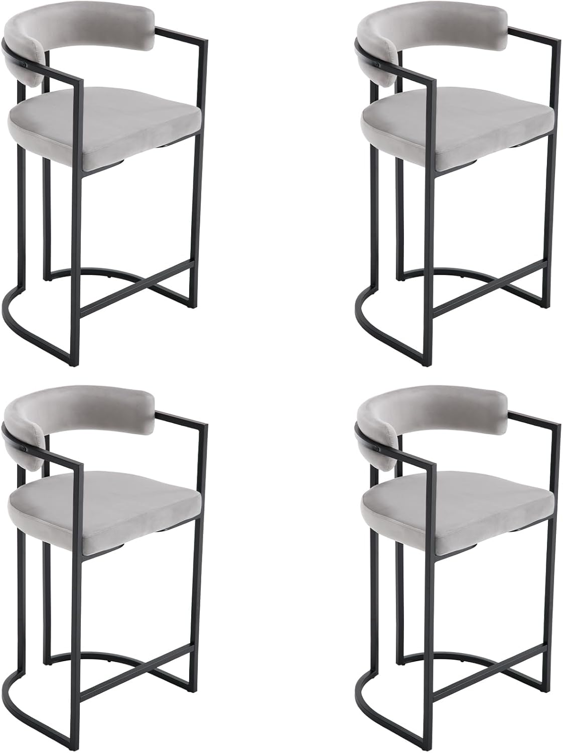 Wahson Modern Bar Stools Set of 4 Velvet Kitchen Breakfast Counter