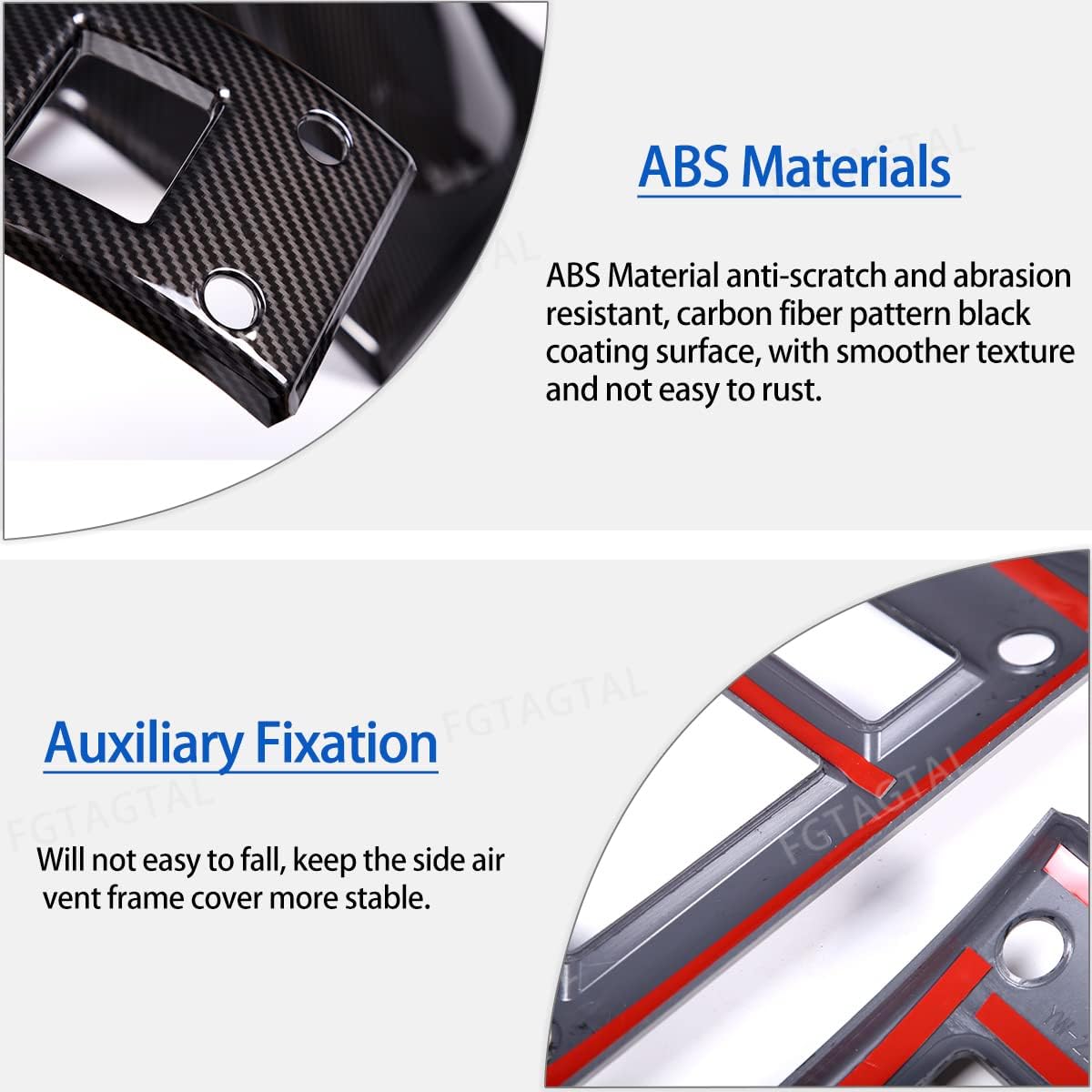 Dashboard Side Air Vent Cover Fit for Hummer H2 2003-2007, ABS Interior Side Air Vent Outlet Cover Trim Frame, Center Console Air Vent Outlet Cover, 3Pcs (Carbon Fiber Pattern Black)