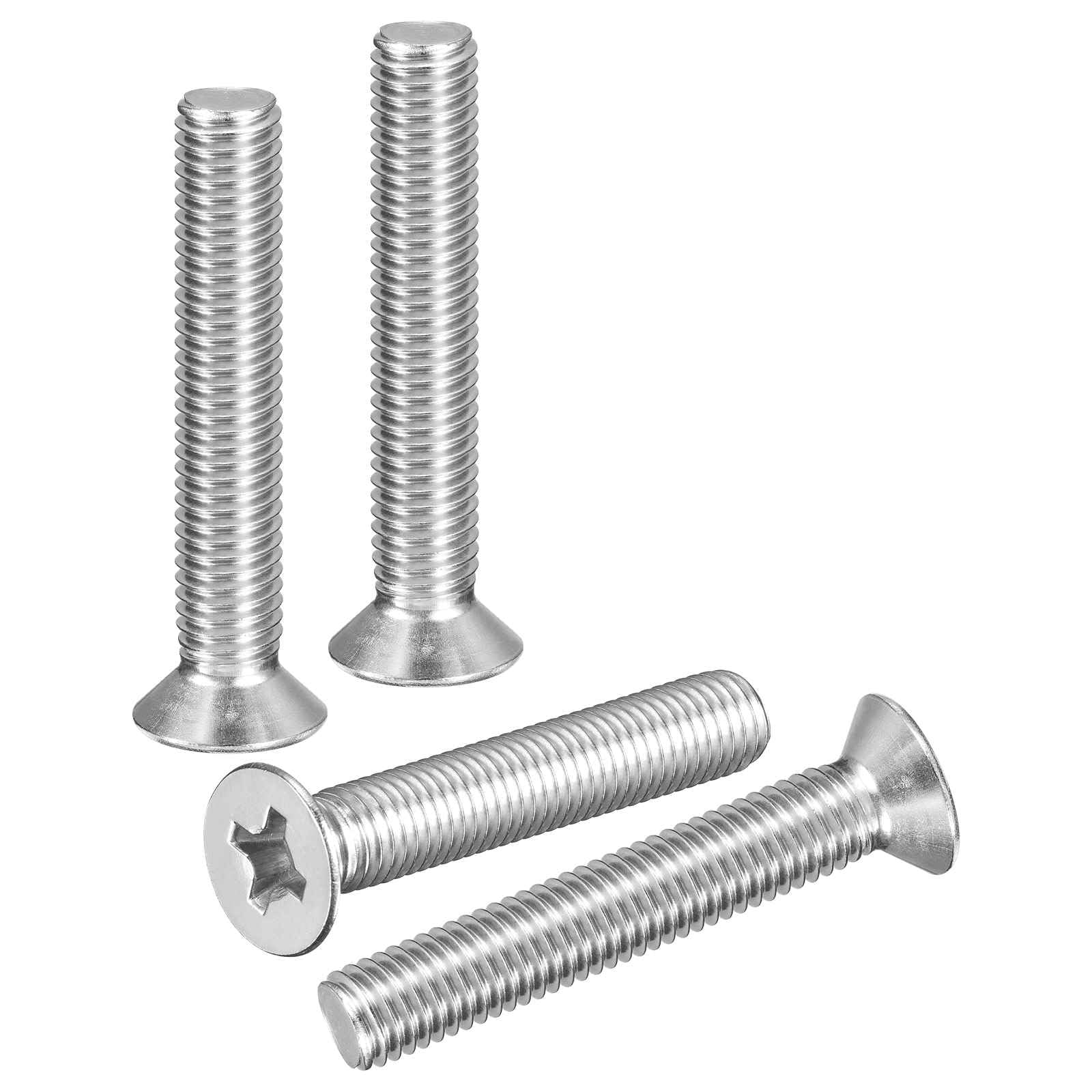 DTGN M10-1.5x65 Flat Head Countersunk Machine Screws - 4pcs - Good for Furniture and Machinery - 304 Stainless Steel Phillips Machine Screws Bolts - Silver