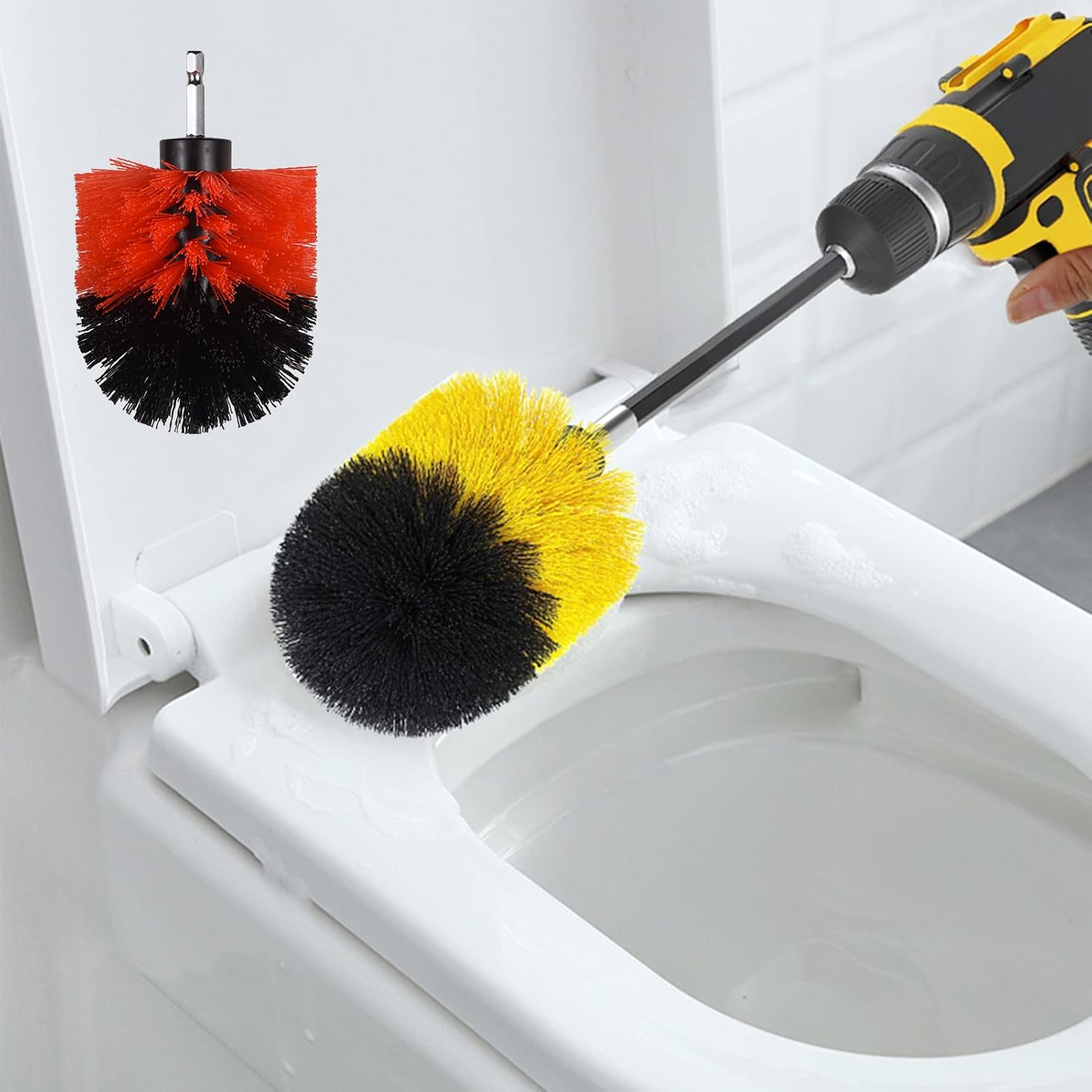 Irfora 45 PCS Drill Brush Attachments Set Includes Scrub Pads Sponge Pads Different-Sized Brushes Power Scrubber Brushes with Versatile for Household Bathroom Kitchen Tub Sink Floor