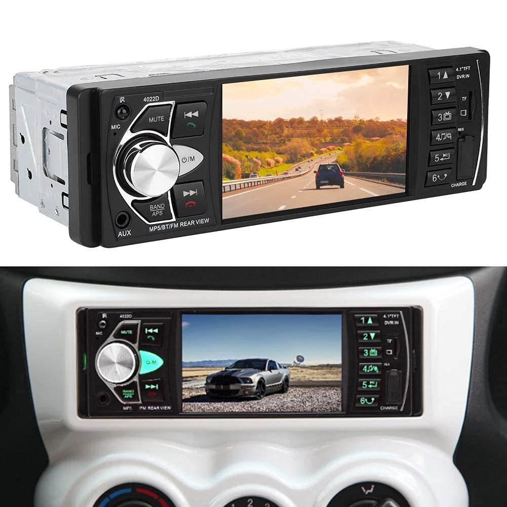 Jugador mp5-Qiilu Radio de Coche de 4.1 Pulgadas con Bluetooth, Reproductor Multimedia MP5 Manos Libres, Pantalla táctil capacitiva, micrófono Integrado Compatible con BT TF USB FM