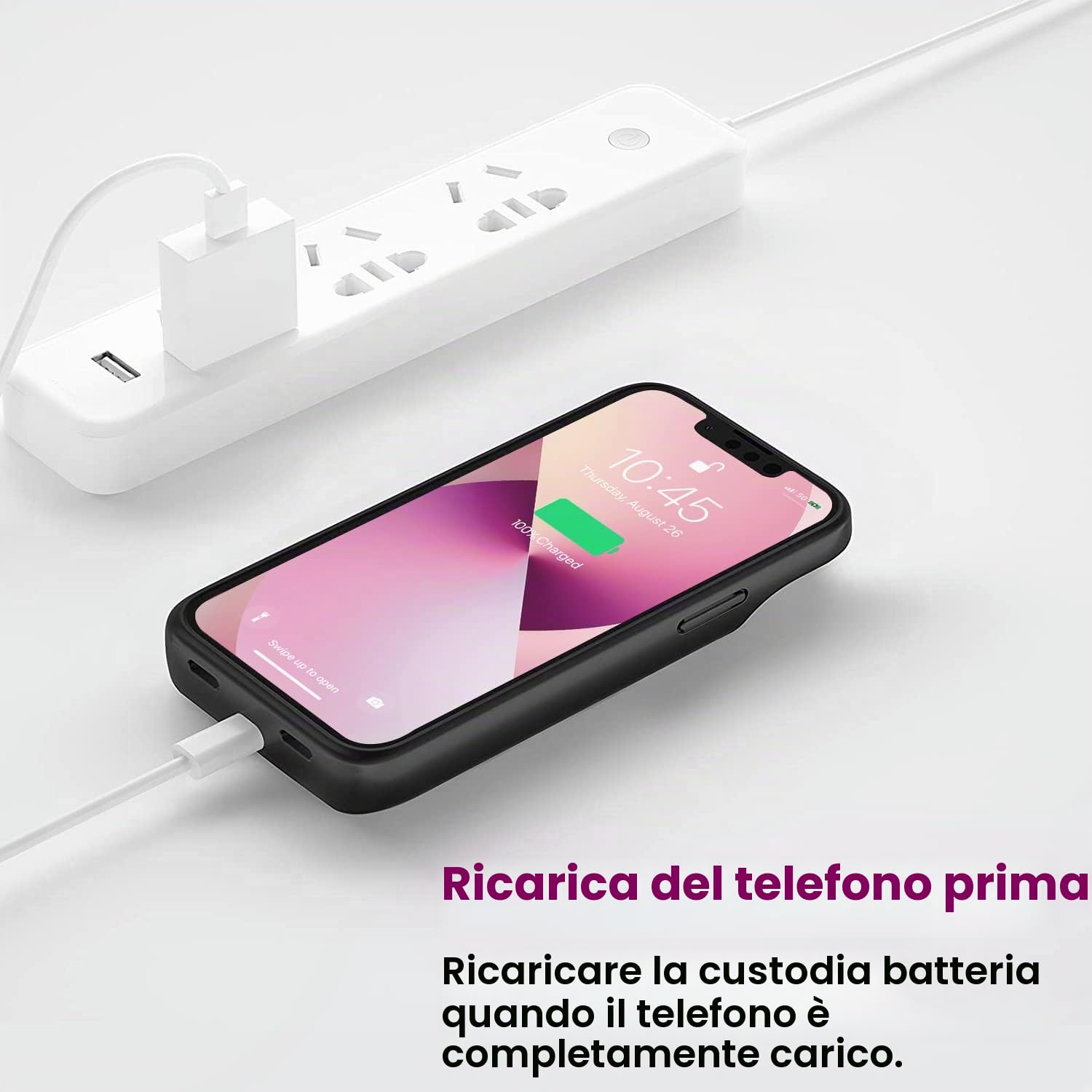 NEWDERY Custodia Batteria Per iPhone 12 Mini & 13 Mini, 4700mAh Protettiva Portatile, Ricaricabile Caricabatteria Estesa (5,4 ")