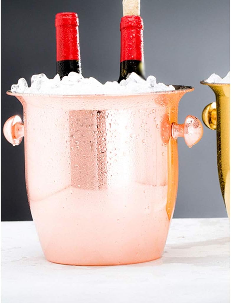 Ice Bucket Thickened Stainless Steel Ice Bucket Binaural Handle Restaurant Bar Wine Champagne Bucket Drink Ice Bucket Desktop Vase Wine Bucket (Color : Gold)
