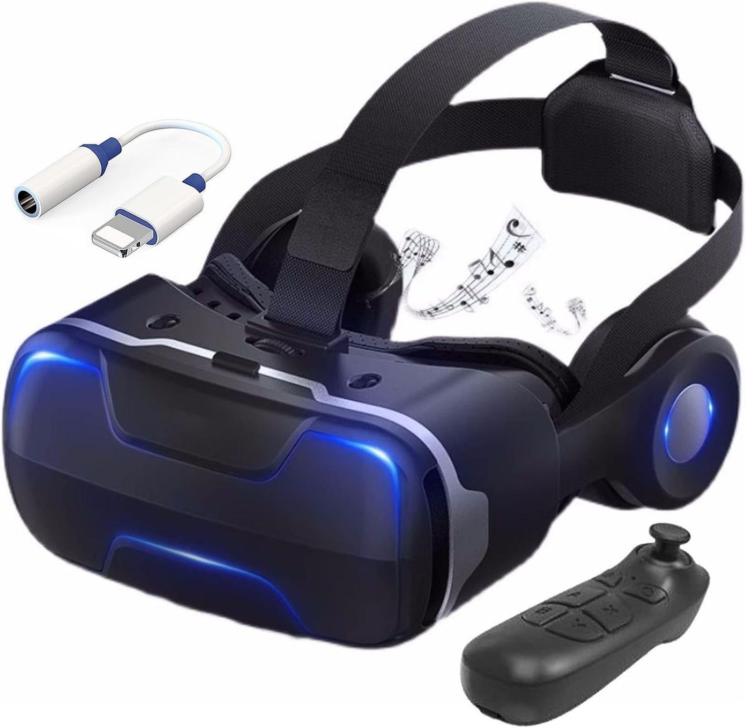 3D VR Glasses Virtual Reality Headset Goggles with Headphones for Video Movies & Games (4.7 to 6.5 Inches) Set for Kids Age 9-10