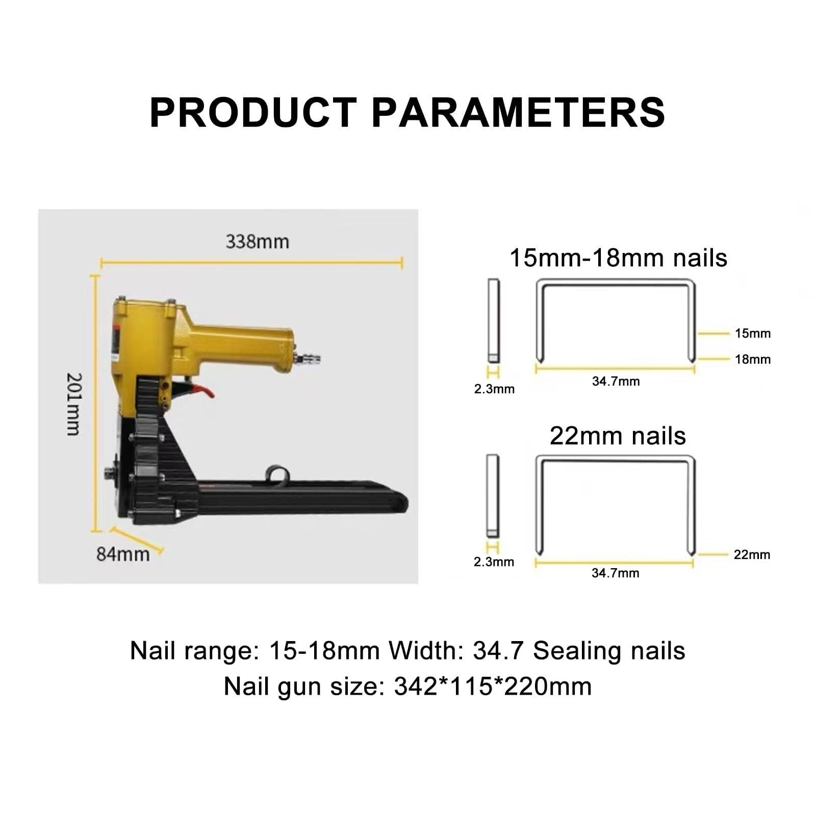 Herramienta de grapas neumática, sellador automático de cajas de mano compatible con grapas de 15 mm-18 mm/22 mm para un embalaje eficiente de cartón