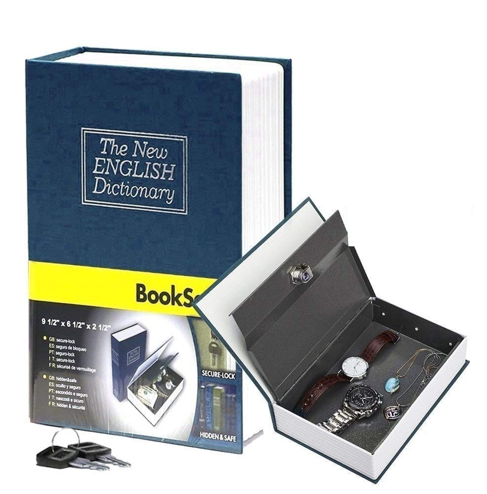 Book Safe with Key Lock, Ohuhu Dictionary Diversion Book Safe, Portable Safe Box, Great for storing Money, Jewelry and Passport (1 Piece, Multicolout)) (Large)-image-23