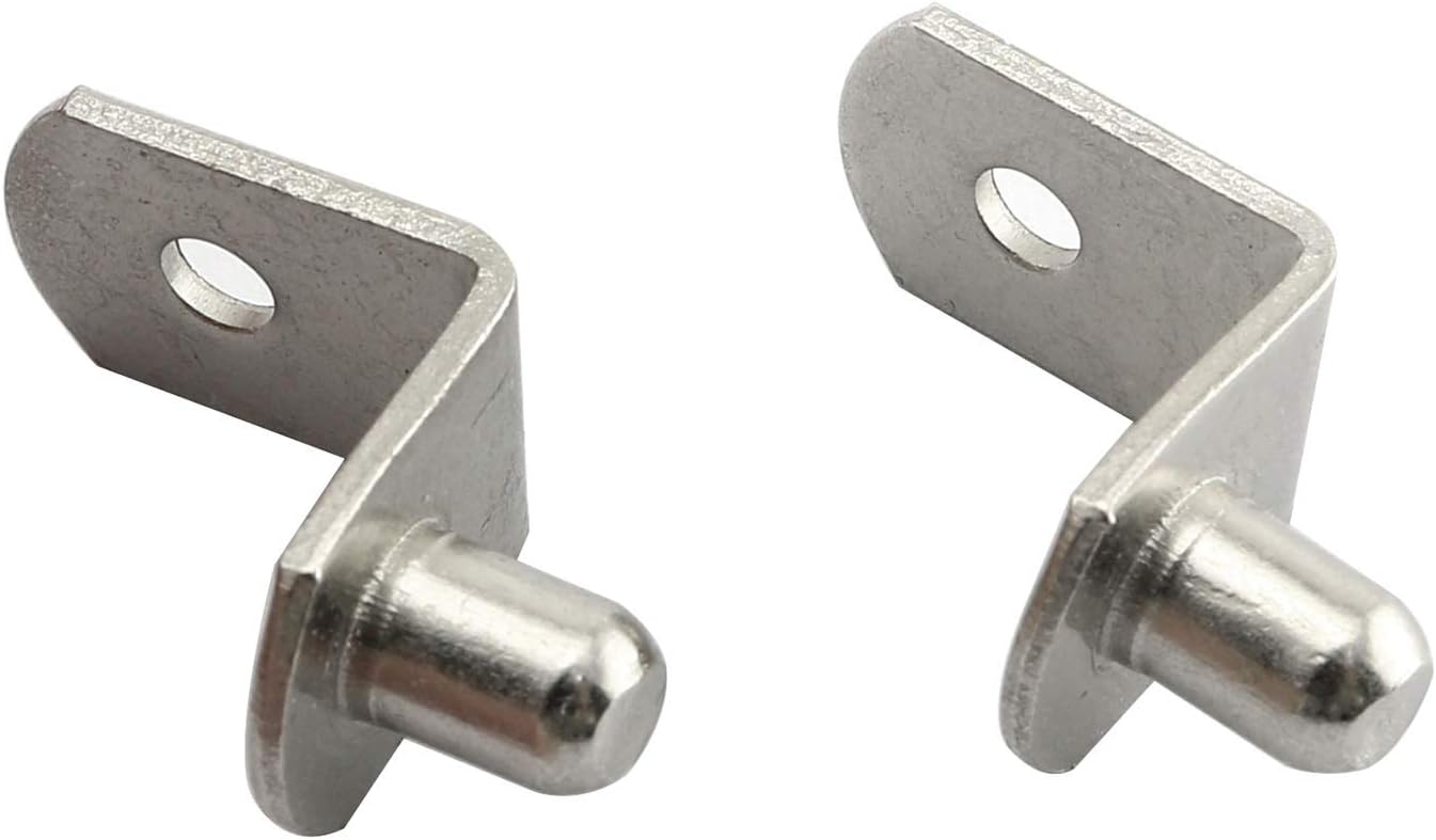 RLECS 20pcs Shelf Support Pegs 6mm L-Shaped Support Nickel Plated Furniture Cabinet Closet Shelf Bracket Pegs with Hole