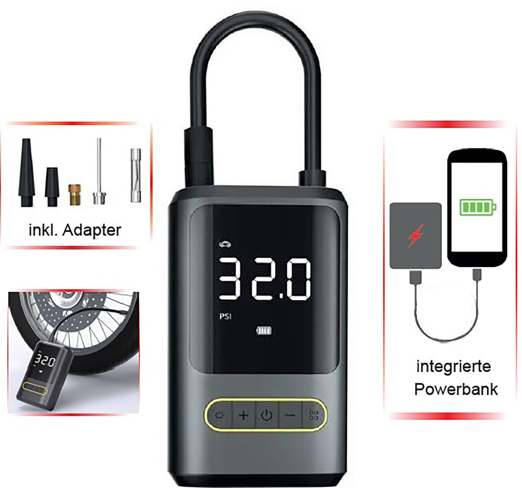 IWH 019703 Akku-Kompressor 10 bar mit Powerbank-Funktion