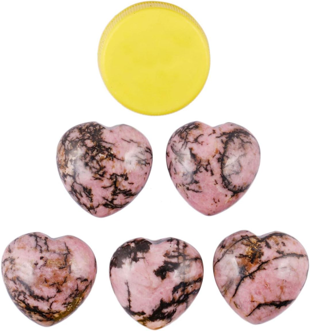 mookaitedecor 4pcs 25mm Natural Rhodonite Heart Shaped Crystal Decorative Worry Stones, Healing Crystal Gift Set - Image 3
