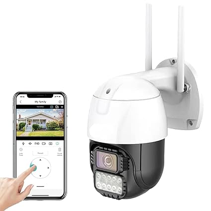 Panoramic Surveillance Camera, 2K 5MP 2.8in Light Vision AI Motion Detection 320 Rotation Outdoor Security Camera for Office for Home max Support 128GB SD Card