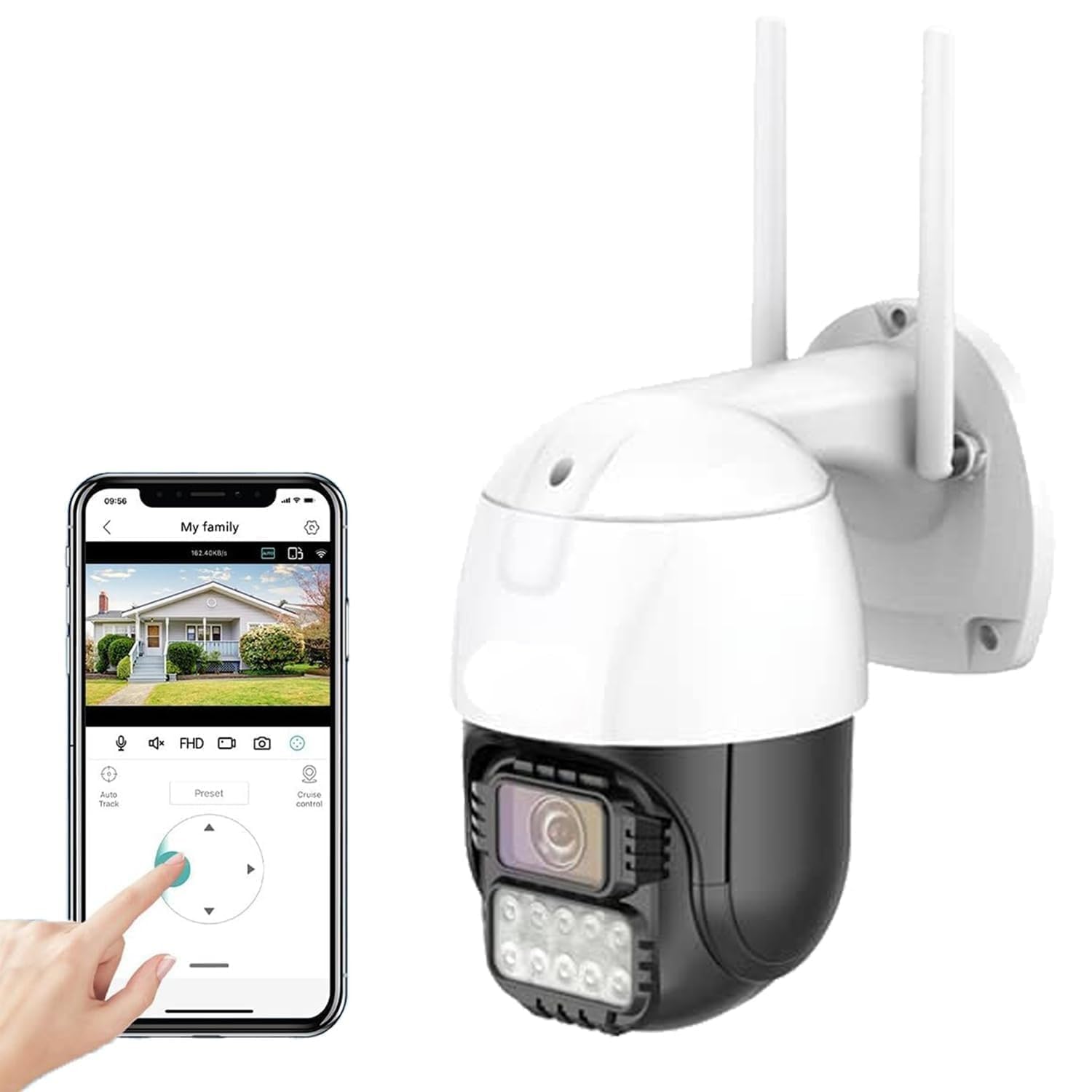 Panoramic Amazing 360° 5MP | 2K (QHD) Smart Home Office Wireless WiFi Camera Outdoor PTZ Camera CCTV Color Light Vision|Ai Auto Tracking| IP66 Weatherproof