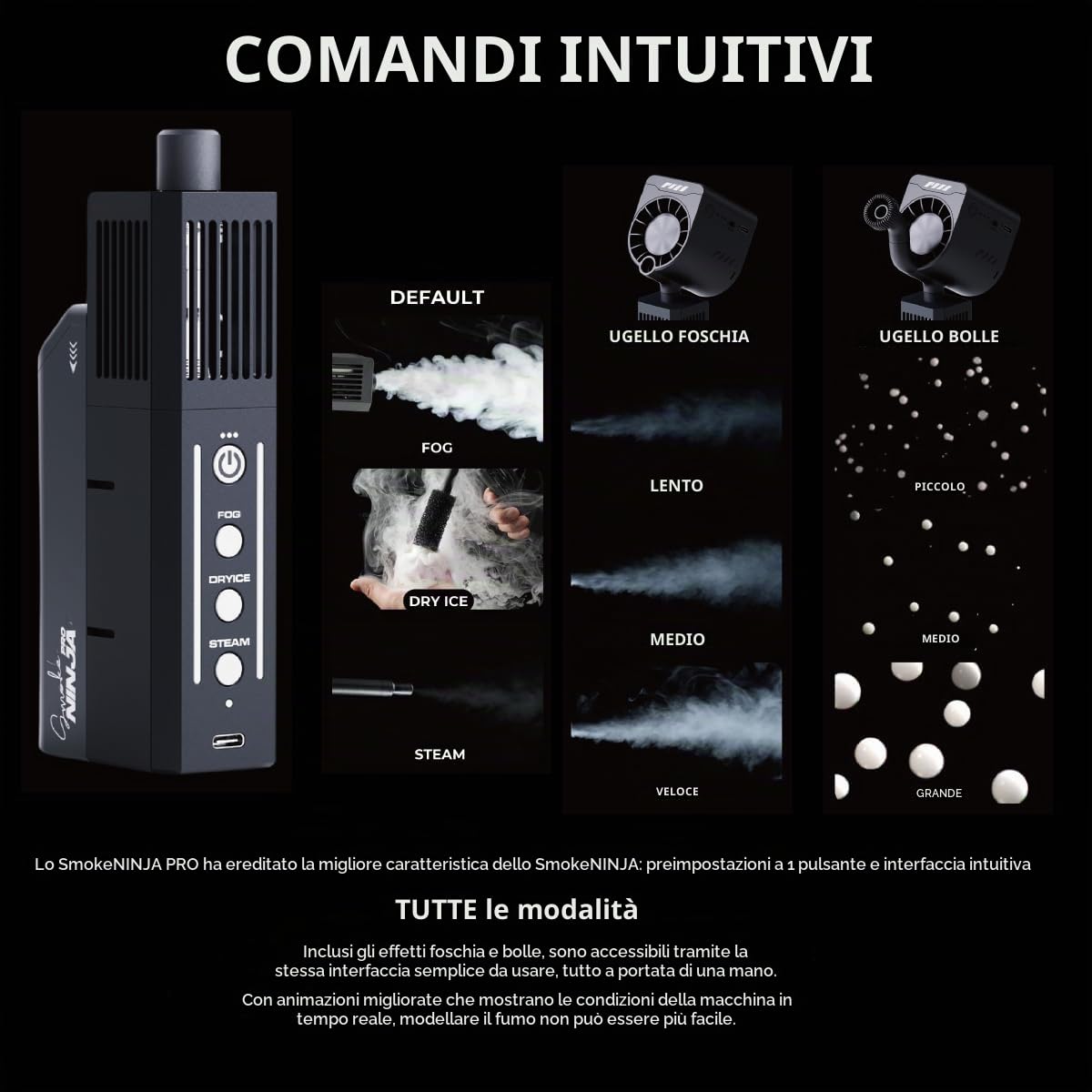 SmokeNINJA Pro - Mini macchina per il fumo portatile con telecomando senza fili, nebbia, per fotografia, effetti palcoscenici, eventi all'aperto e feste