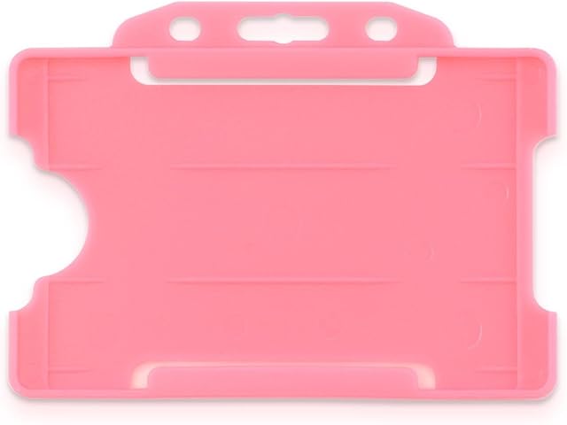CKB LTD 10x Pink Single Sided Rigid Slide in Open Faced ID Card Badge Holders Horizontal/Landscape Identity Plastic Pass Protector - Holds a 86mm 54mm cr80 Credit Card Sized
