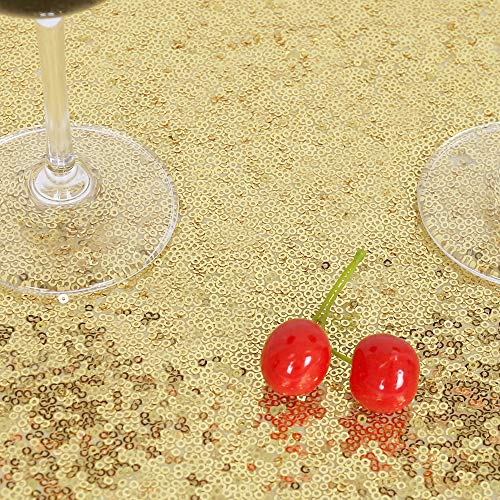 108" Round Sparkly Gold Sequin Table Cloth Sequin Table Cloth,Cake Sequin Tablecloths, Sequin Linens for Wedding - Thumbnail 6