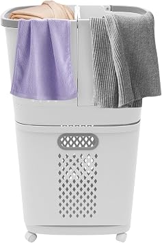 3-Tier Movable Household Laundry Basket - Bathroom & Bedroom Clothes Storage, Floor-Standing Large Basket with Handle and 4 Wheels