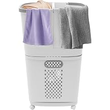 3-Tier Movable Household Laundry Basket - Bathroom & Bedroom Clothes Storage, Floor-Standing Large Basket with Handle and 4 Wheels