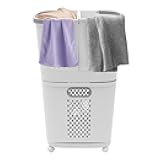 3-Tier Movable Household Laundry Basket - Bathroom & Bedroom Clothes Storage, Floor-Standing Large Basket with Handle and 4 Wheels