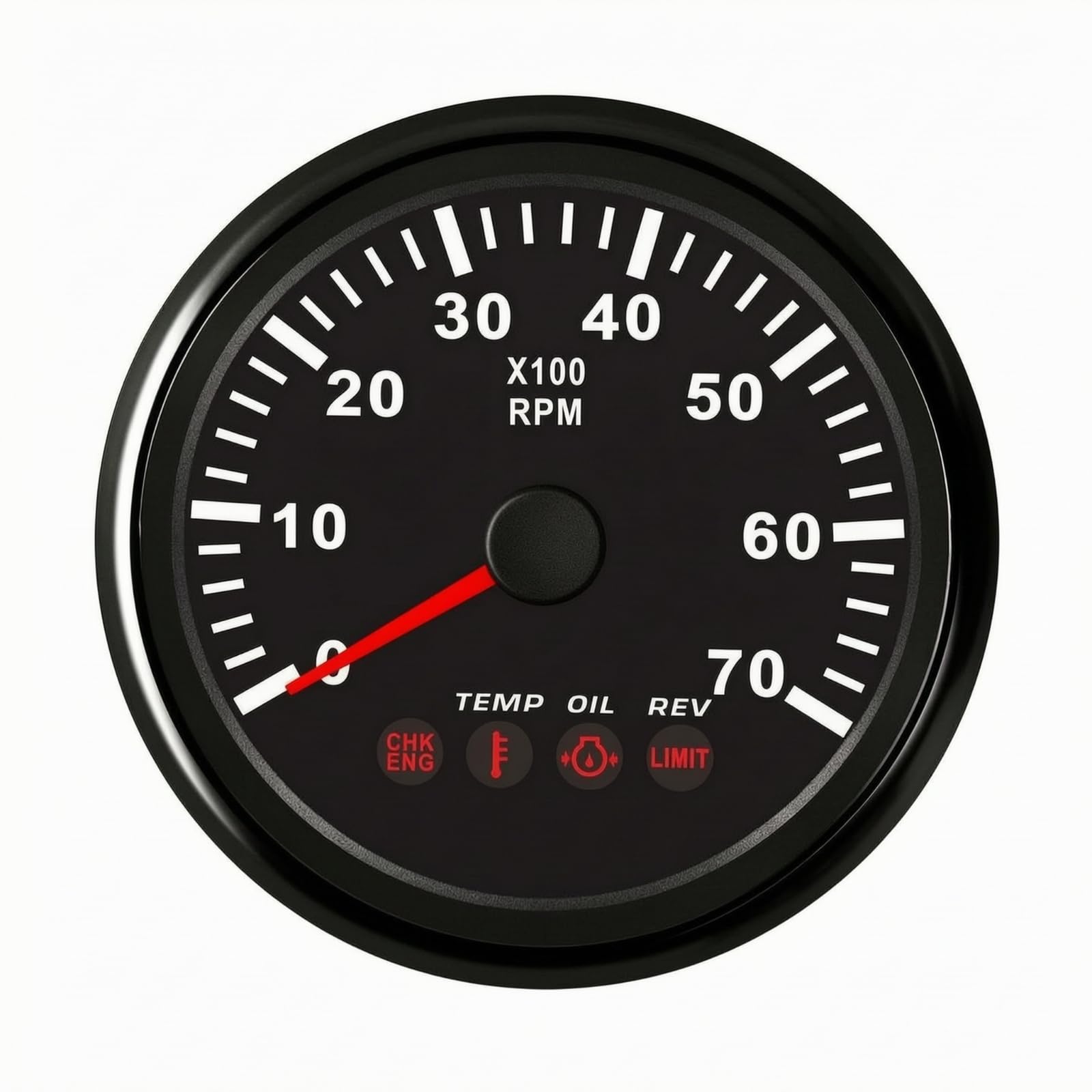 Tacómetro 85 Mm con 7000 RPM Impermeable IP67 Tacómetro con Pantalla Aguja Resistente Medidor para Grupos Electrógenos, Pcmh3-7ka Blk
