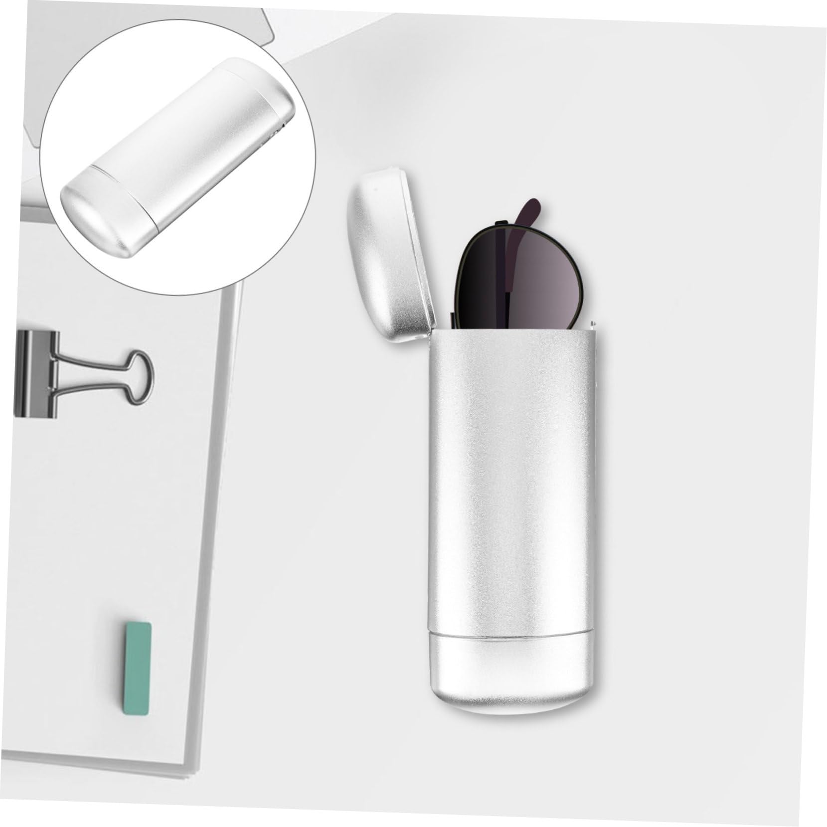Homoyoyo estuche de aluminio para gafas sol estuche para anteojos protector estuche de anteojos caso estuche para gafas carcasa dura Estuches de anteojos aleación de aluminio Plata