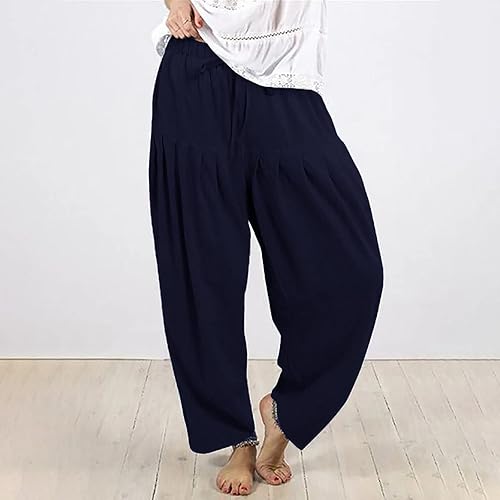 Miniatura 2 de Pantalones capri para mujer, talla grande, plisados, recortados, pantalones de harén cónicos, holgados, elegantes, casuales