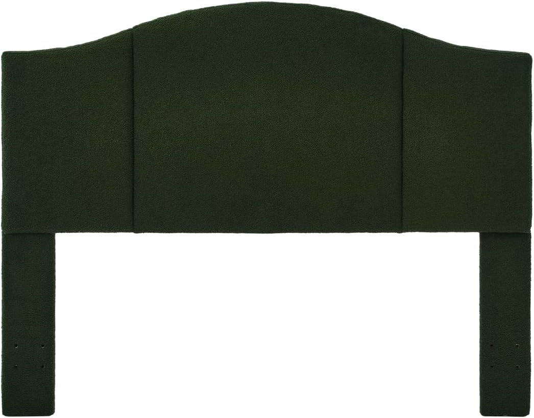 24KF Upholstered Soft Teddy Fabric Queen Headboard,Modern Wave-Like Top Edge Full Size Headboard, 6033-Q-Dark Green Queen/Full Dark Green - Queen/Full