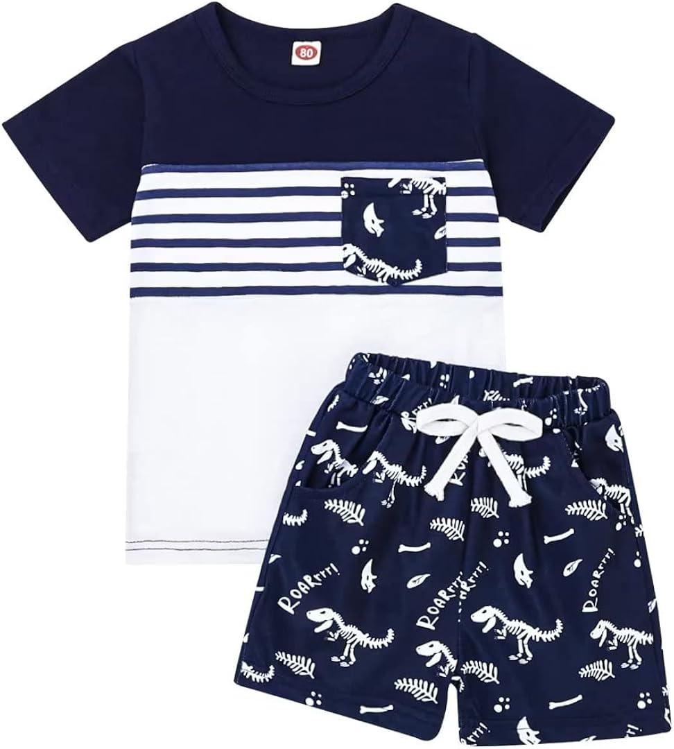 Toddler Baby Boy Clothes Boys Summer Outfits Short Sleeve Dinosaur T-Shirt & Shorts Set 2Pcs: Clothing, Shoes & Jewelry