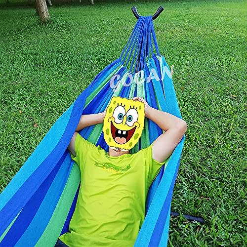 Image of GOCAN Brazilian Double Hammock 2 Person Extra Large Canvas 250x160cm Total Length 350cm Load 500lb Cotton Hammock for Garden Outdoor and Indoor