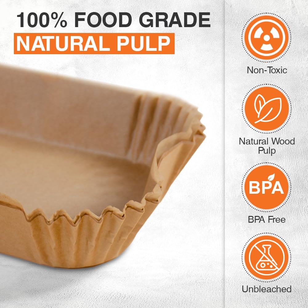 ANSIO Air Fryer Paper Liners, 200 PCS Square Disposable Liners, 16cm x 16cm x 4.5cm Inner Fit for COSORI Ninja - Image 4