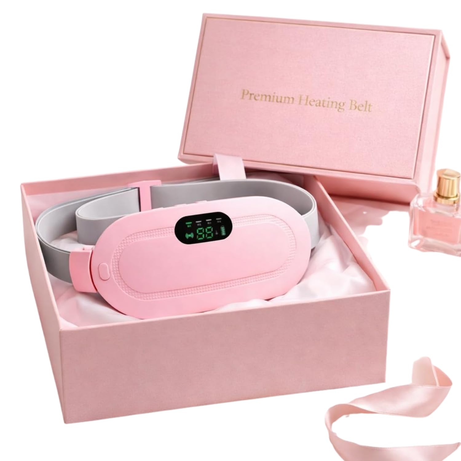 Portable Cordless Heating Pad for Menstrual Pain Relief | Adjustable 3 Heat & 4 Massage Modes | Rechargeable Belly and Back Warmer for Women | Period Cramp Relief Belt – Pink-picture-26