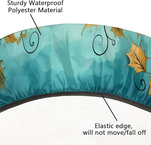 Vista 94 de Mantel redondo ajustable con borde elástico, mantel de hojas coloridas abstractas, impermeable, lavable, para mesas redondas, ideal para picnic