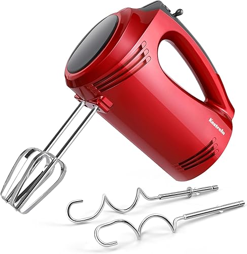 Mezclador eléctrico de mano, de 5 velocidades con fondo plano, mezclador eléctrico portátil para hornear en cocina, potente mezcla para puré de