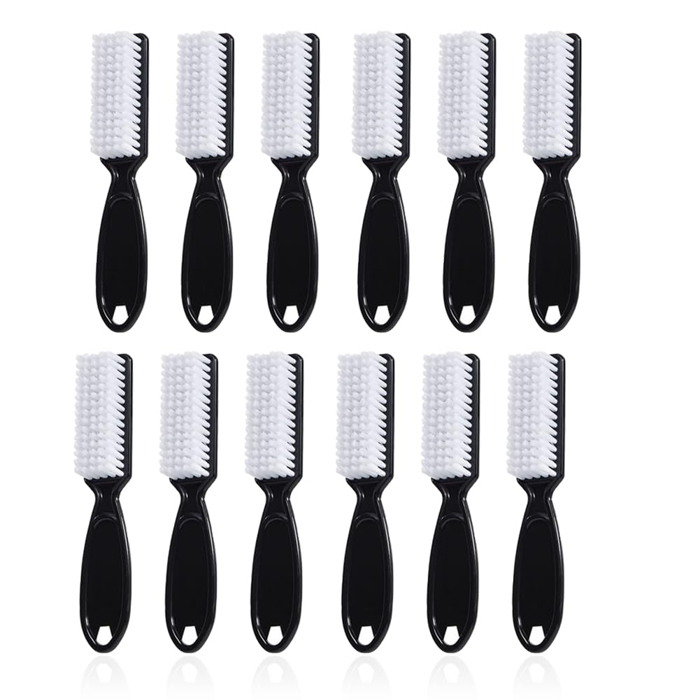 SQULIGT 12Pcs Nail Brush for Cleaning Fingernails, Handle Grip Cleaning Brush for Nail and Toenail, Nail Dust Brush Manicure Pedicure Tools Scrubbing Brush Women Men Home Salon(Pink)
