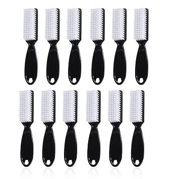 SQULIGT 12Pcs Nail Brush for Cleaning Fingernails, Handle Grip Cleaning Brush for Nail and Toenail, Nail Dust Brush Manicure Pedicure Tools Scrubbing Brush Women Men Home Salon Black