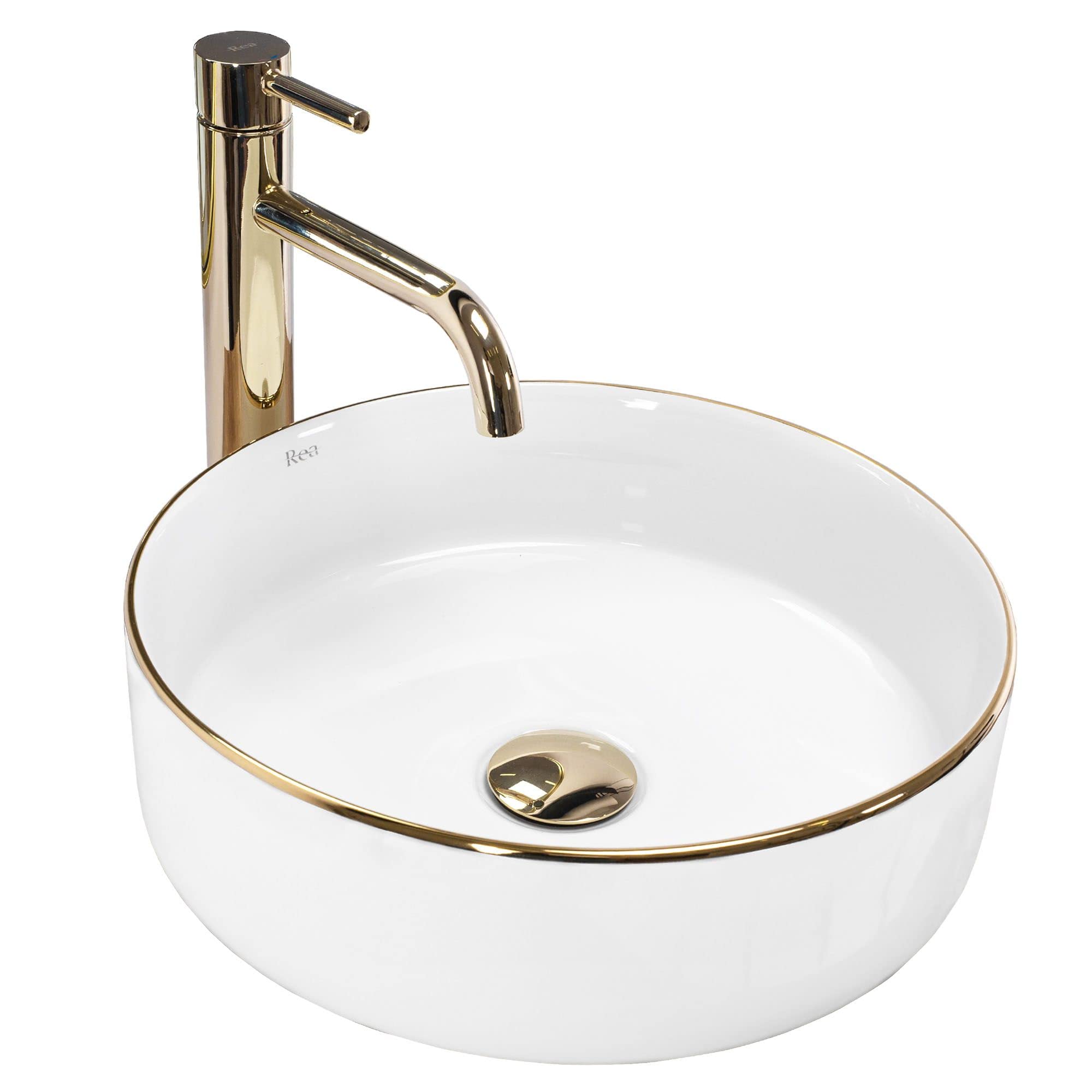 Countertop Washbasin Rea Sami Gold EdgeCeramic from B&Q