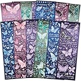 moin moin シール ステッカー 蝶 ちょうちょ 12種 セット/花 きらきら 箔押し 美麗 大量/月 宝石 英字 英語 ハート イエロー ローズ ピンク ブルー パープル 紫 レインボー 七色 蝶々 2401sl280