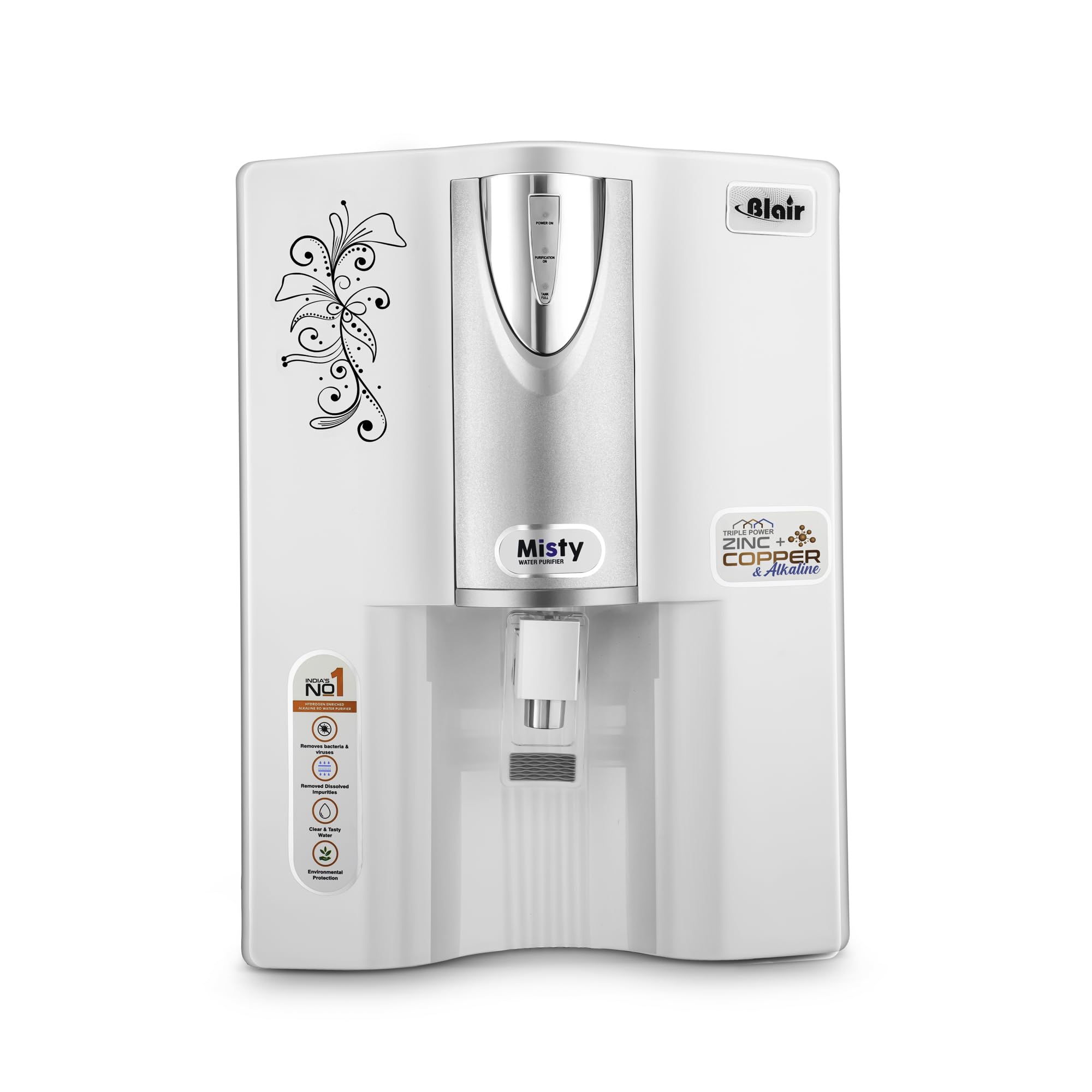 MISTY (WHITE) HIGH TDS RO+UV+UF+TDS +COPPER+ALKALINE Technology 15 Litre Water Purifier with 8 Stage Purification (WHITE & GREY)