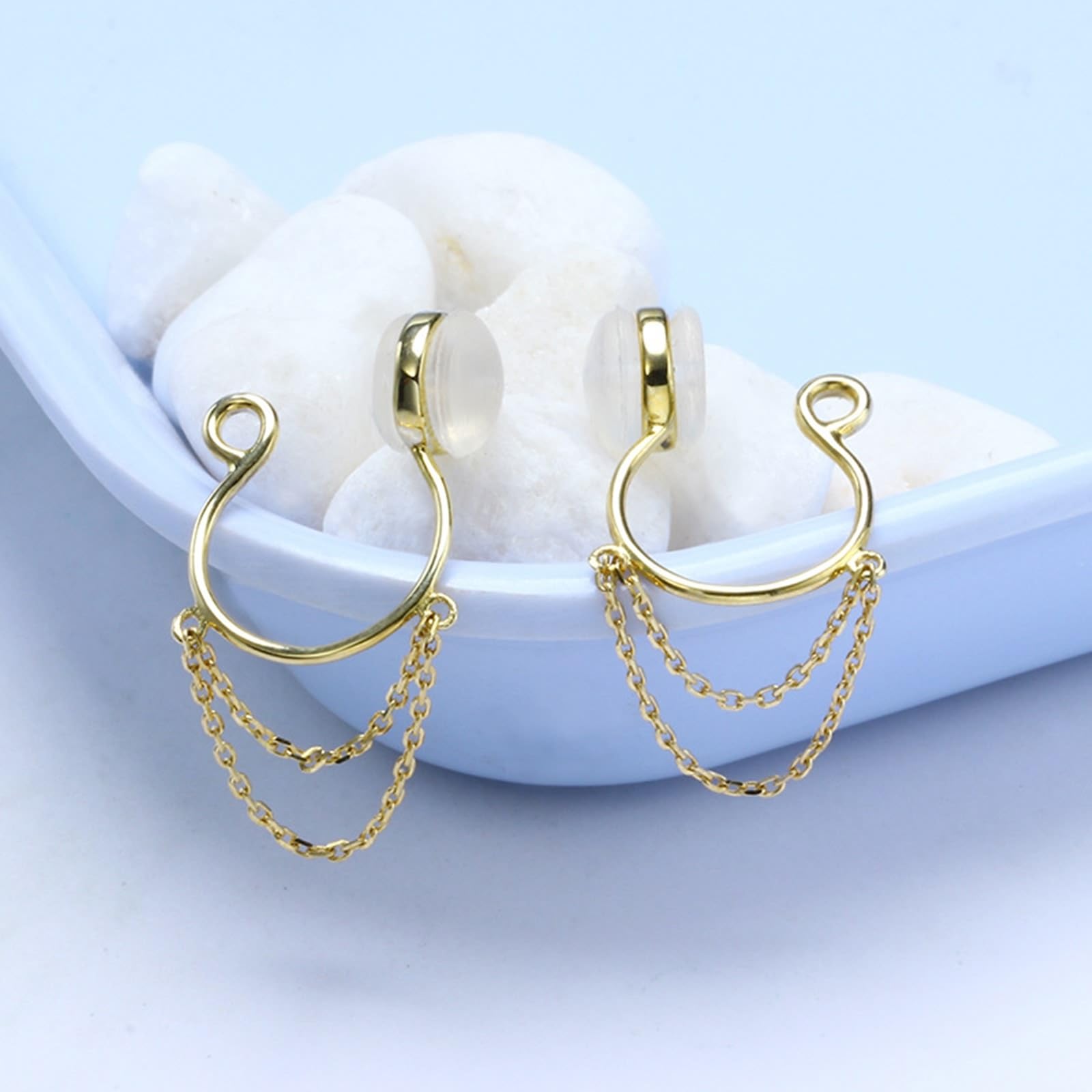 KnSam Pendientes de oro amarillo de 18 quilates, joyas de oro auténtico, clip de oreja, Au 750, pendientes boho para mujer, oro, Oro amarillo de 18 quilates, Sin circonita