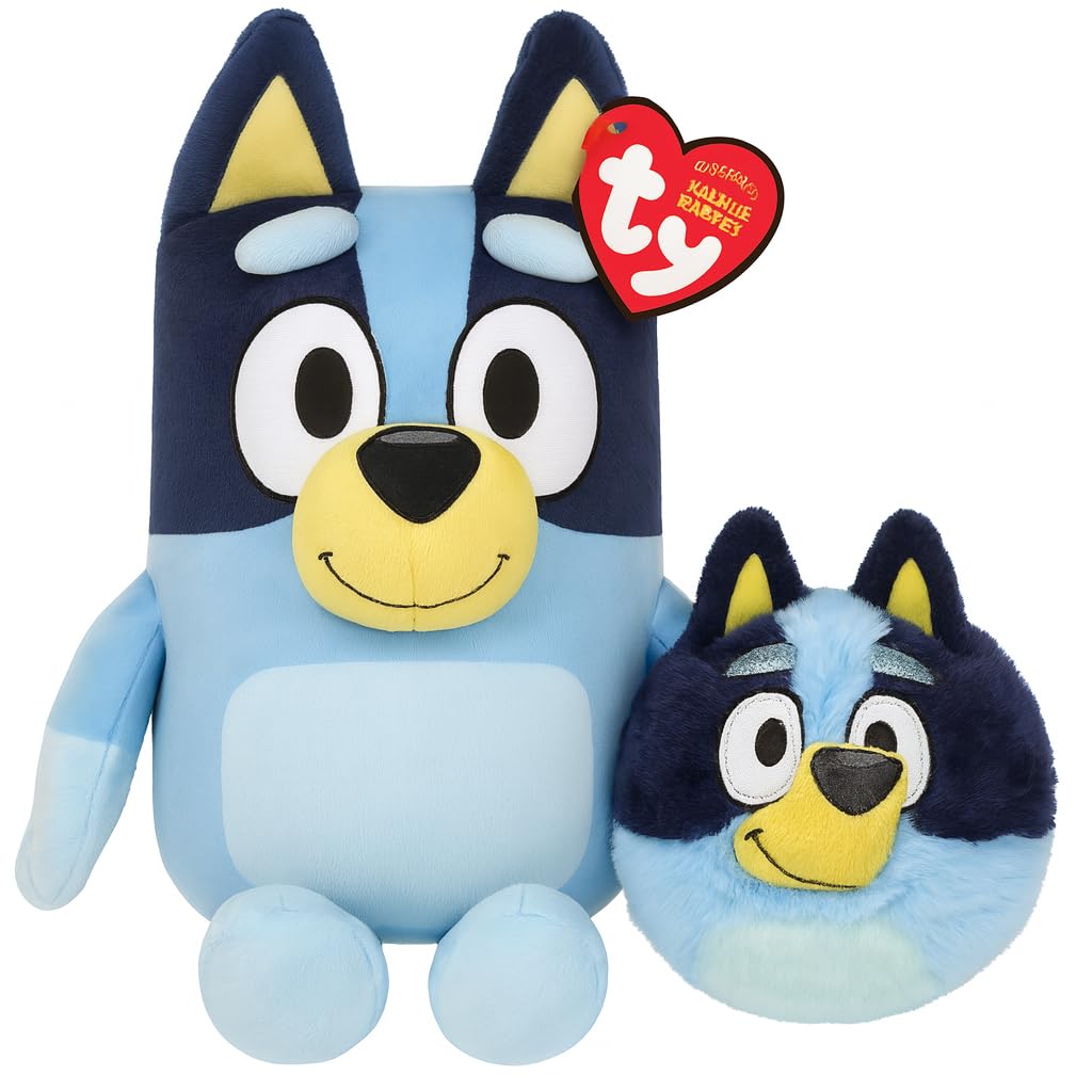TY Bluey Beanie & Bouncer 2-Piece Gift Set, 17cm Soft Plush Toy Teddy & 7cm Bouncy Ball Plush