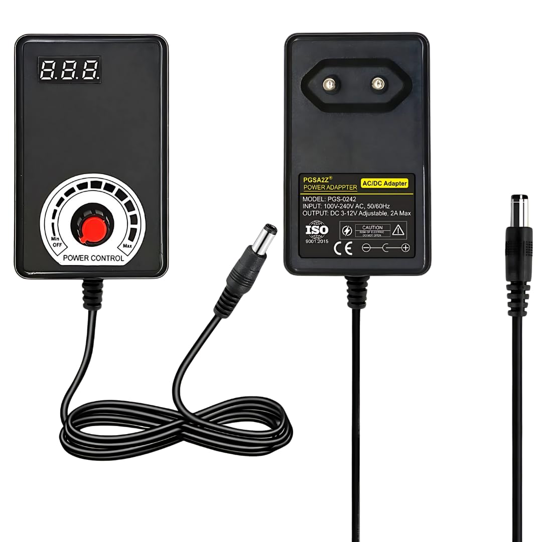 PGSAZZAdjustable Power Adapter Wall Plug PGSA2Z, 3-12V 2A with Speed Control Dimming for Motors, Water Pumps, LEDs, and More-picture-25