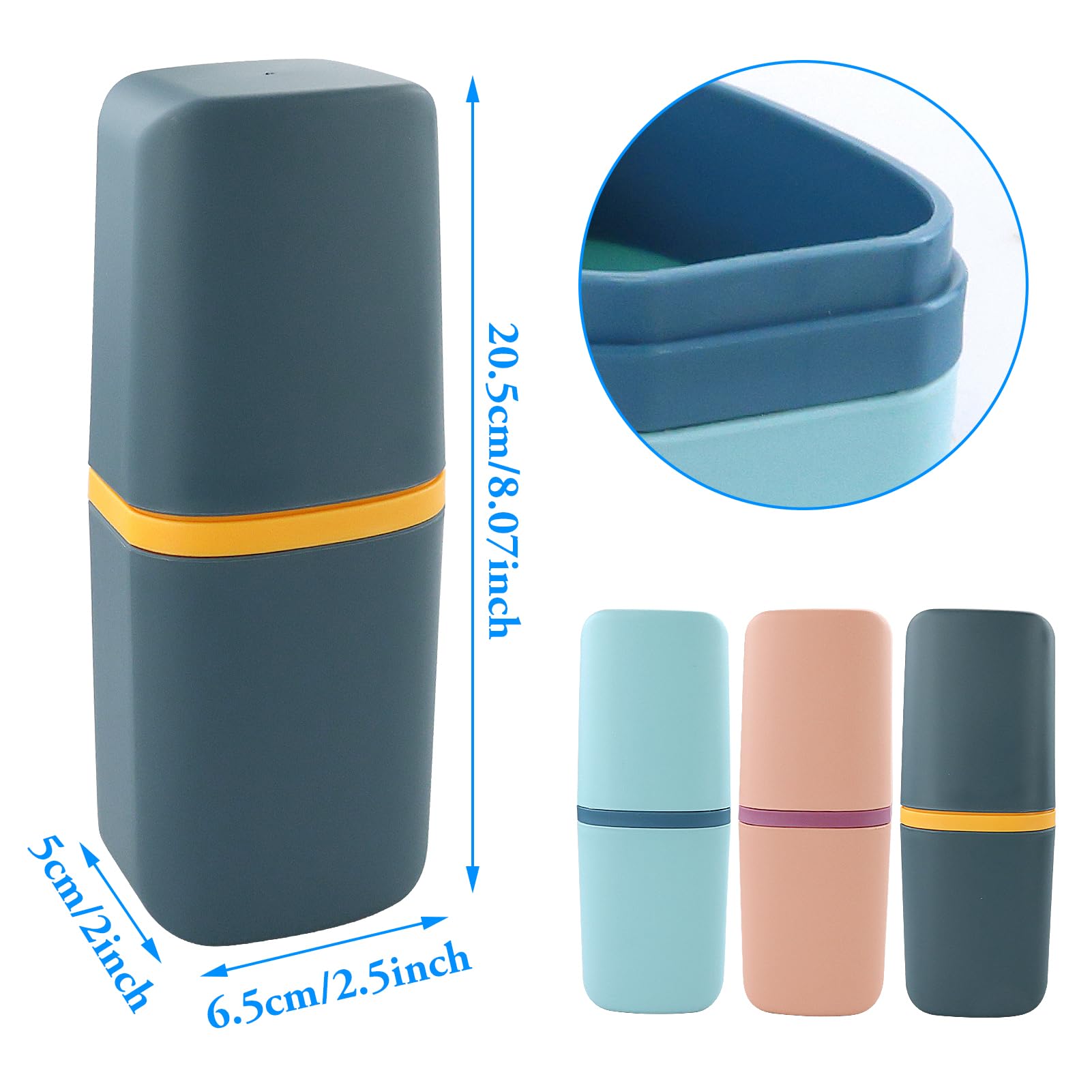 3 Custodie Portaspazzolino Da Viaggio | Plastica 20x6x6cm | Verde, Blu E Arancione - Foto 11