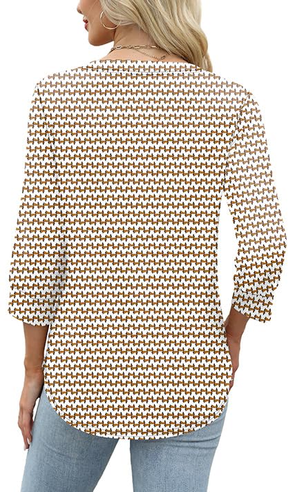OFEEFAN Womens Tops 3/4 Sleeve Henley Shirts for Women Summer Outfits Fashion Clothing - Image 6