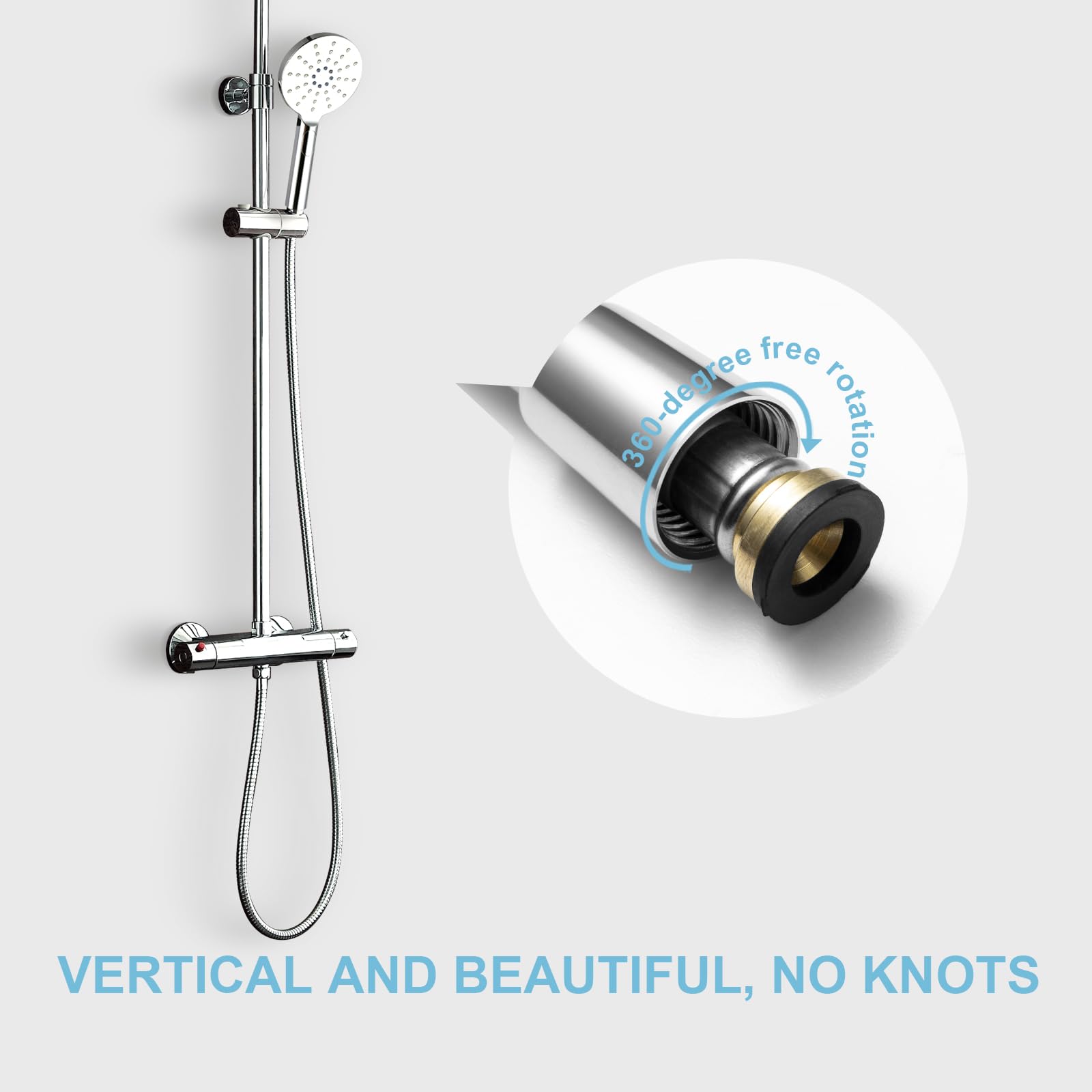 OFFO Stainless Steel Replacement High Pressure Extra Long Shower Hose, Anti-Kink Electroplating for Bath Taps Nickel Gray - Image 2