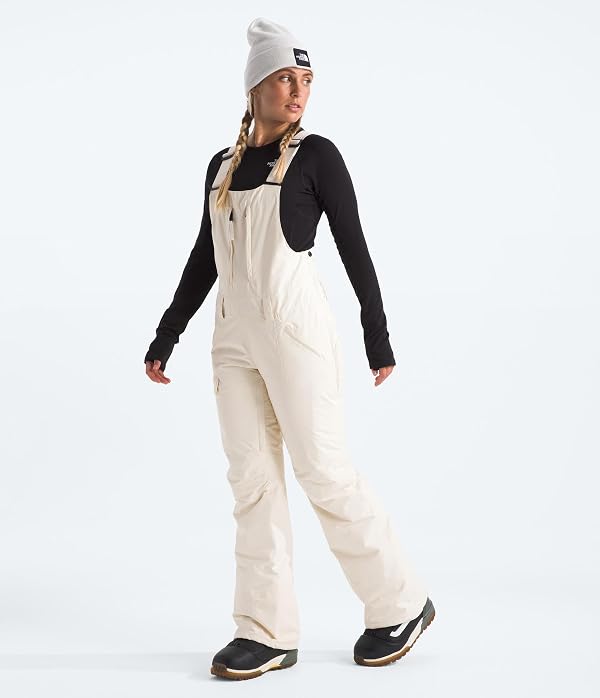 The North Face Women's Freedom Insulated Bib (Standard & Plus Size) - Waterproof Ski & Snowboard Overalls, Mesh Venting, White Dune, X-Small Short by The North Face - Image 2