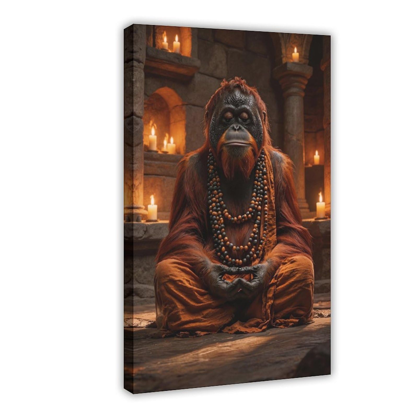 Bareronor Zen Ape Meditating Canvas Poster for Dorm Room Decor Gift